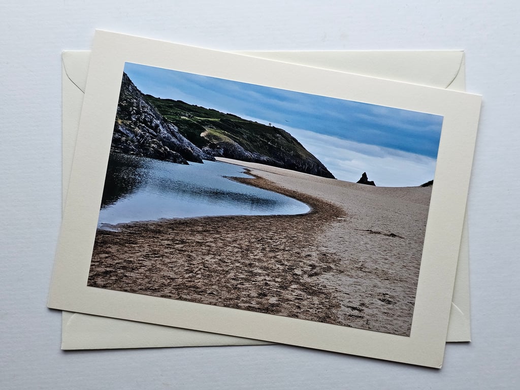 Broad Haven South Beach and Church Rock Blank Photographic Card Size 7" x 5"