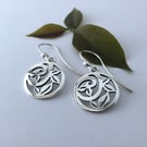 leafy swirl silver dangle earrings