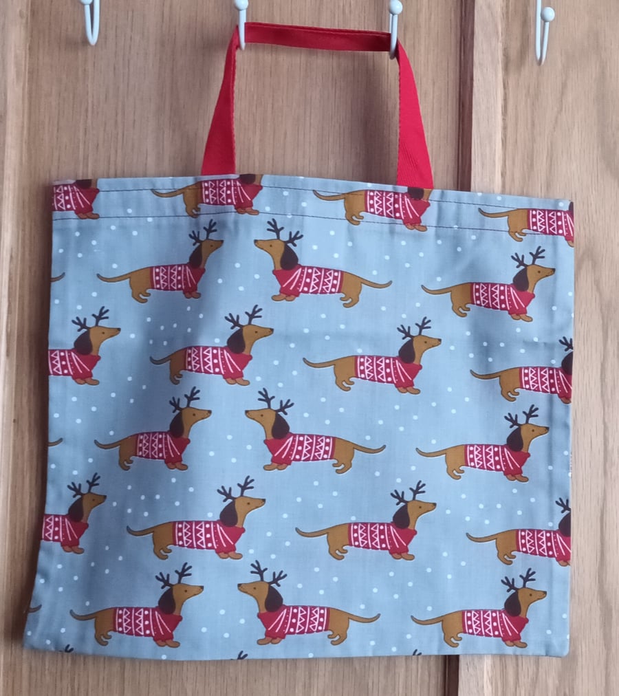 Large Christmas Dachshund, Reusable Gift  Bag. With Free Delivery