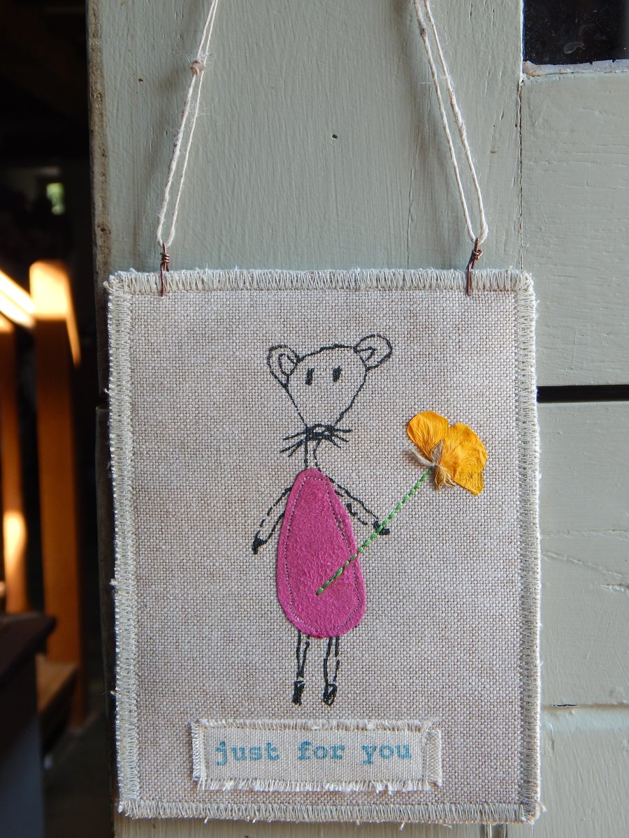 Muriel Mouse - Fabric hanger - Just for you