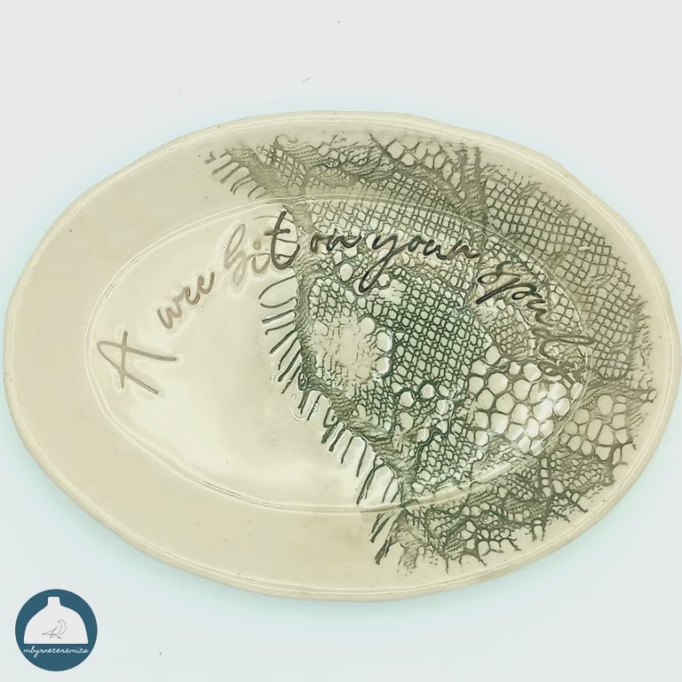 Ceramic butter dish with lace detail