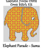 Elephant Parade Cross Stitch Kit Suma Size Approx 7" x 7"  14 Count Aida