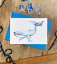 Whale Illustrated Blank Greeting Card