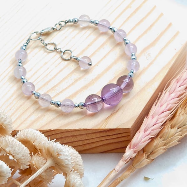 Healing Crystal Bracelet Elastic Bangle Amethyst Lavender Amethyst