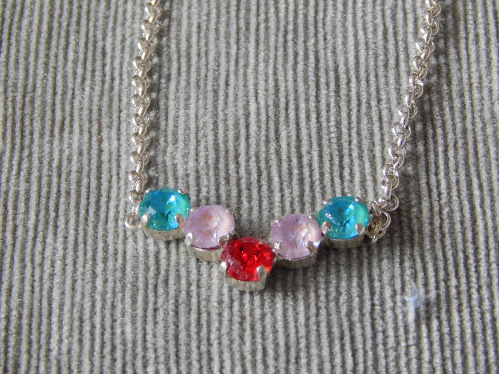 Laguna Delite, Lavender Delite and Light Siam Adjustable Swarovski Chain Necklac