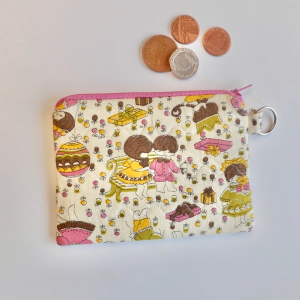 Coin purse cute children print pink