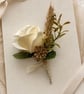 Artificial Rose Wedding Buttonhole Boutonniere Ivory Neutral Artificial Flower