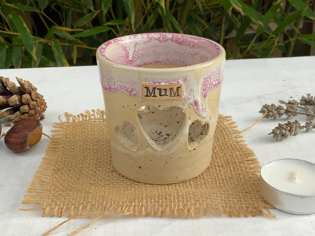 Mum Heart Tealight Holder 