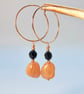 Sunstone, Onyx & Rose Vermeil Hoop Earrings, Birthday, Anniversary, Gift For Her - Image 4