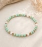  Light Green Howlite & Sea Shell Beaded Bracelet- Handmade Stretch Jewellery