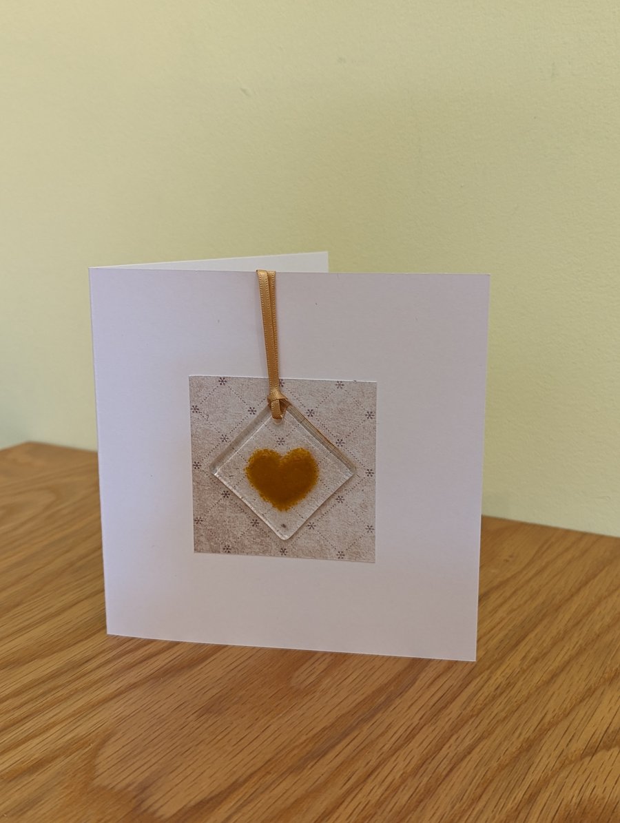 Fused Glass Heart Keepsake Hanger Card