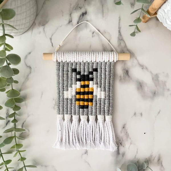 Bee Macrame Wall Hanging – Handmade Nature-Inspired Decor