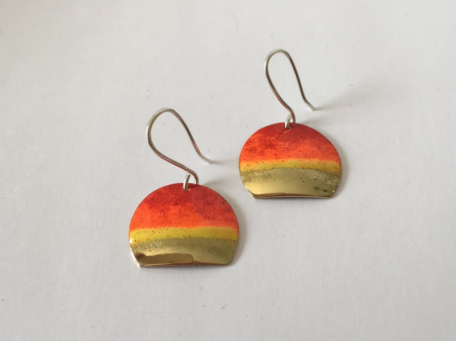 Silver & Brass with Resin Enamel Earrings