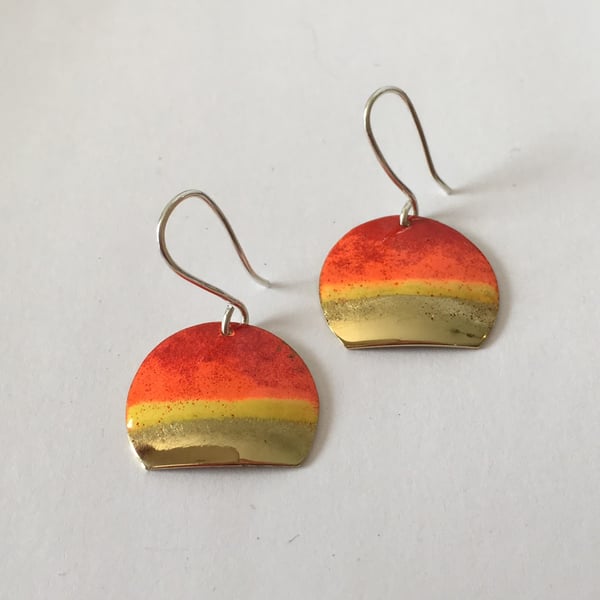 Silver & Brass with Resin Enamel Earrings