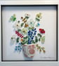 Large 12x12 Handmade Sea Glass Wildflower Bouquet Picture - Framed -  Vintage P