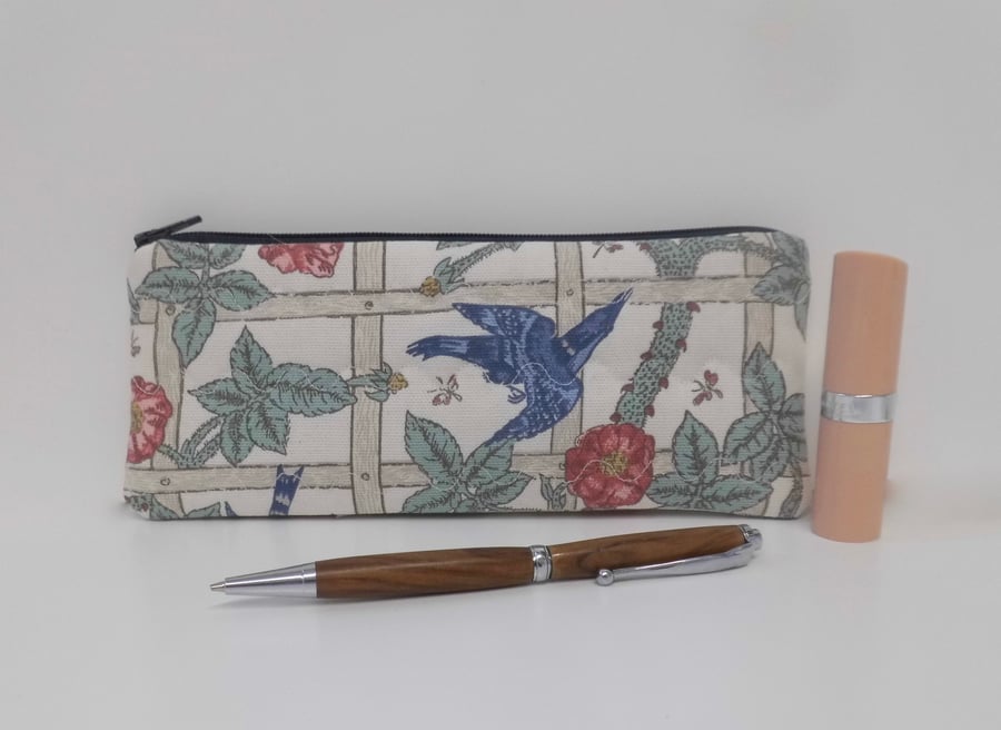Pencil case in William Morris print fabric trellis 