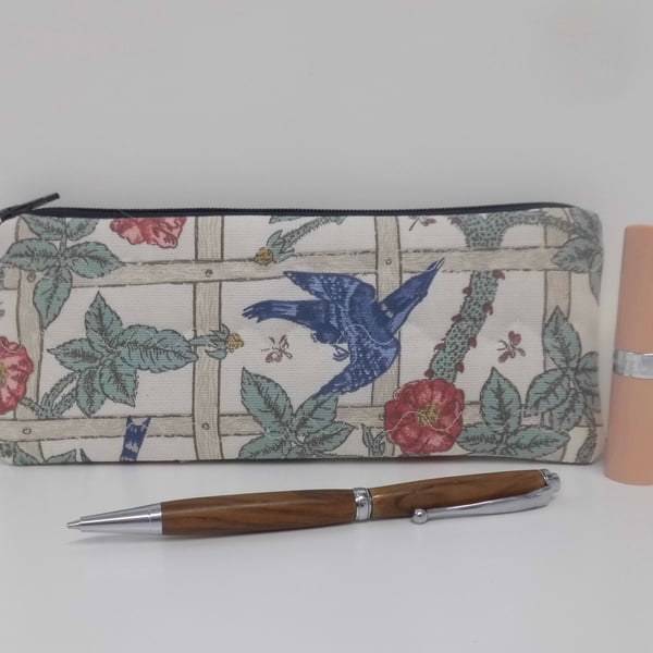 Pencil case in William Morris print fabric trellis 