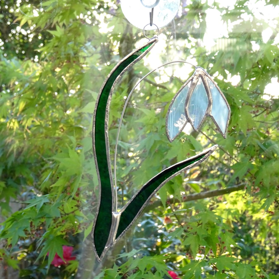 Stained Glass Snowdrop Suncatcher - Handmade Hanging Decoration