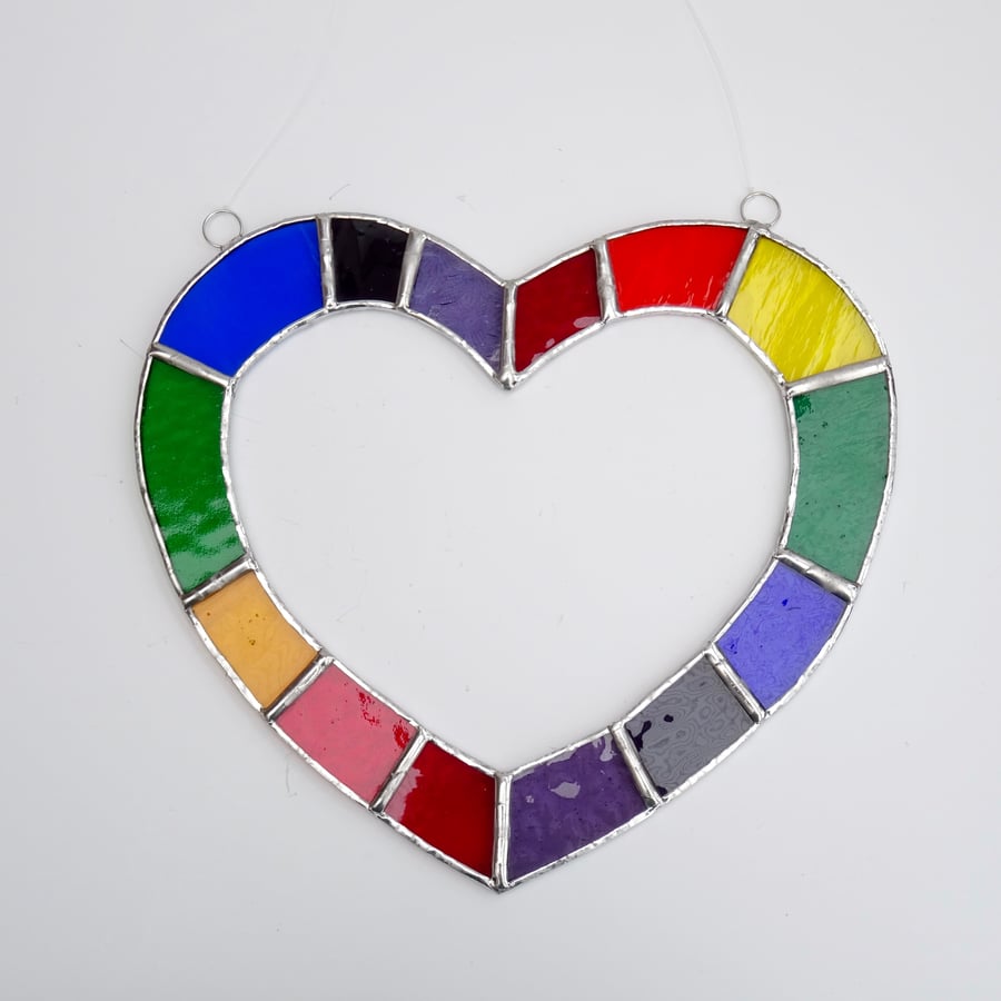 Heart Stained Glass Suncatcher - Handmade Hanging Decoration - Chakra