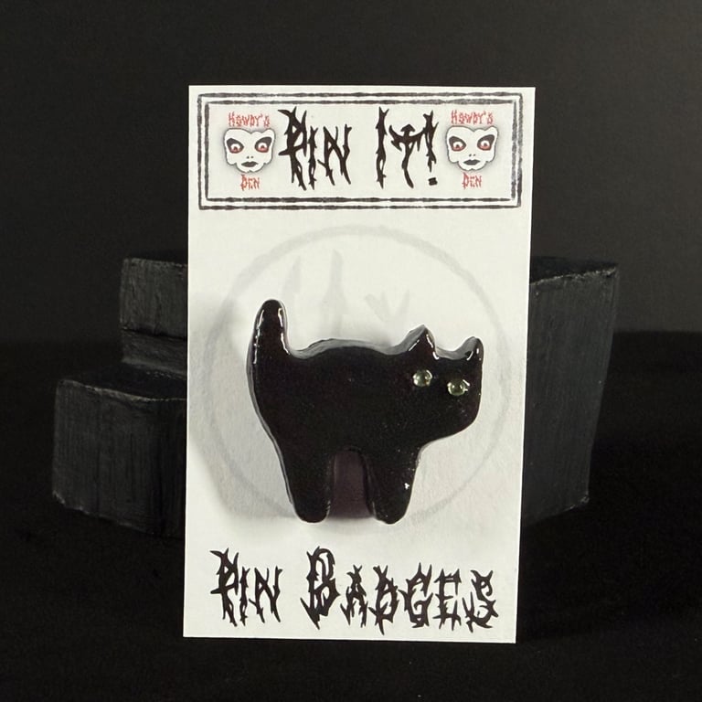 Pin It! Black Cat Cold Porcelain Pin Badge 