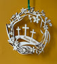 Personalised double-layered wooden spring wreath (crosses) - Image 6