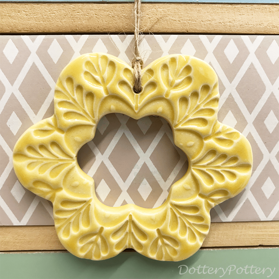 Retro bright Ceramic flower decoration yellow