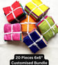 Raw Silk and Cotton 6x6" 15x15cm Handloomed in India 20 pieces No Duplicates 2