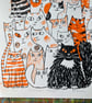 Cats Eyes-ORANGE A3 unframed original screen print by Jo Brown Happy Tomato - Image 3