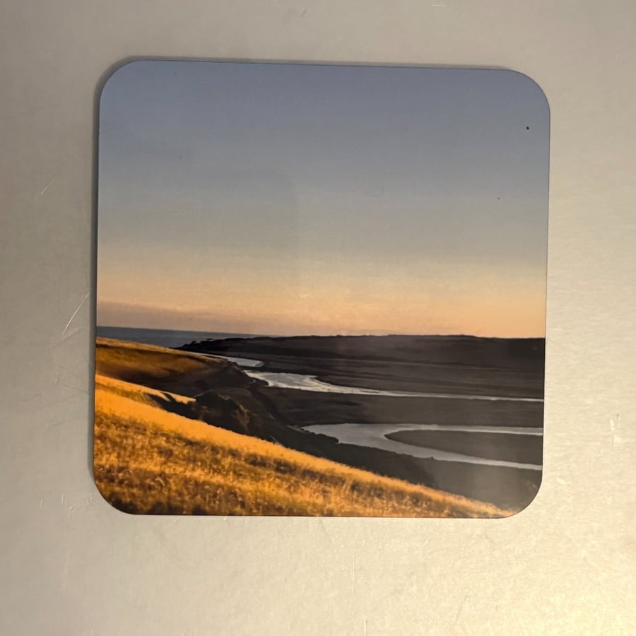 Cuckmere Sunset 9.5cm cork backed coaster 