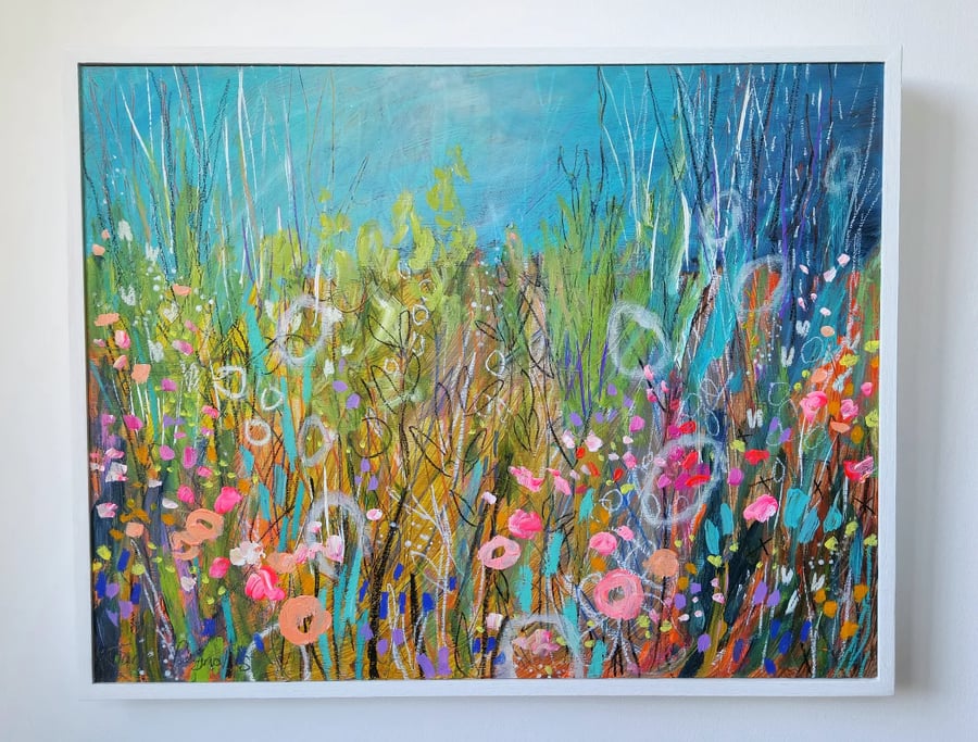 'The gentle spring rainfall'  Original mixed medium painting 