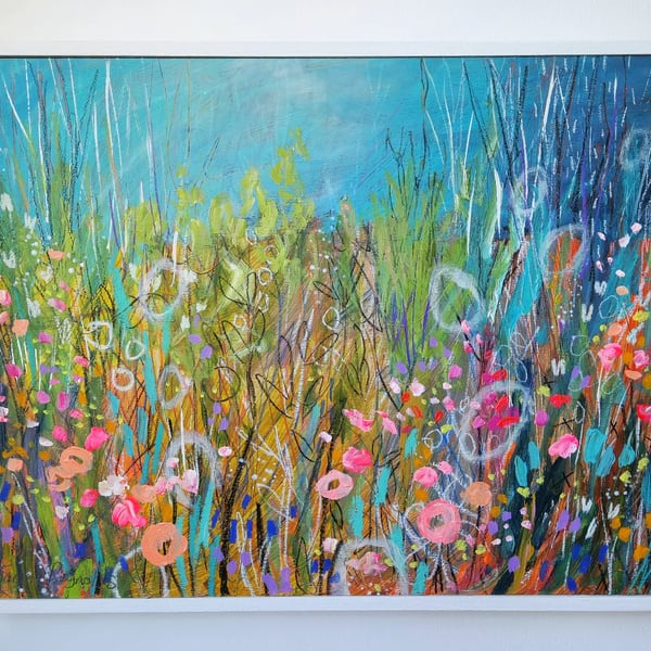 'The gentle spring rainfall'  Original mixed medium painting 