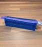 Pencil case - blue, purple, green mix, purple zip, purple charm - Image 1