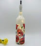 Decoupage bottle light with wild Poppies and Cornflowers