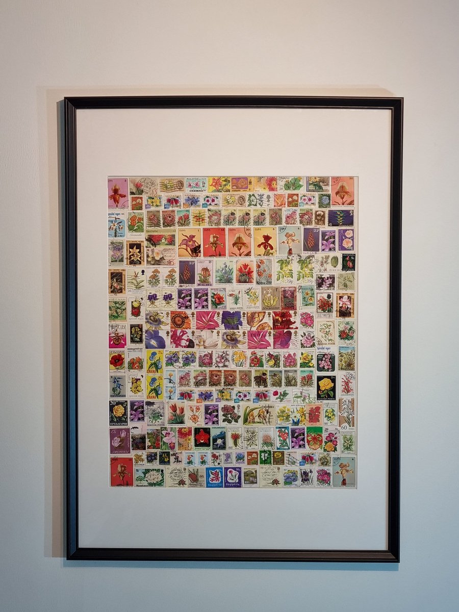 Flower postage stamp collage frame