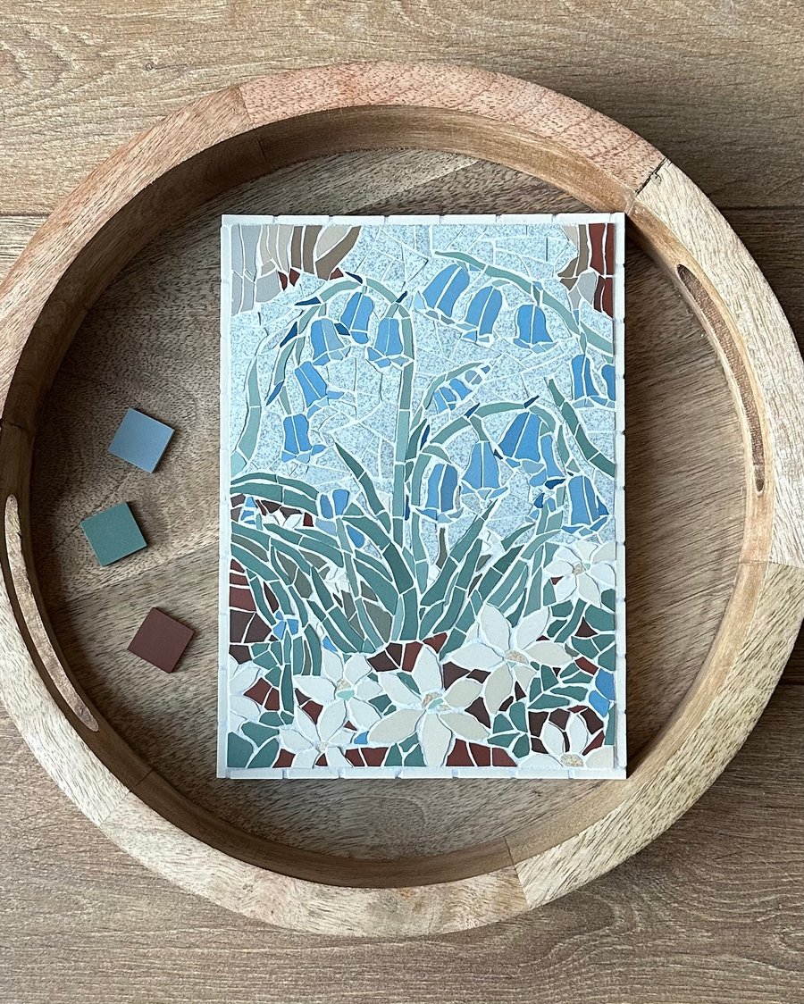 Mosaic Floral Art :  Bluebell Wood Mosaic Wall Plaque 