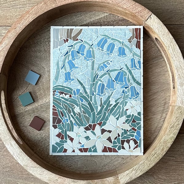 Mosaic Floral Art :  Bluebell Wood Mosaic Wall Plaque 