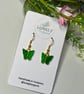 Green Butterfly Earrings, Charm Earrings, Handmade Jewellery 