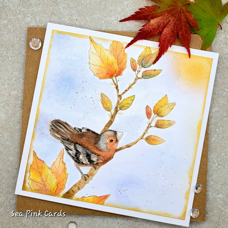 Bird Blank Card - birthday, thinking of you, watercoloured, branch