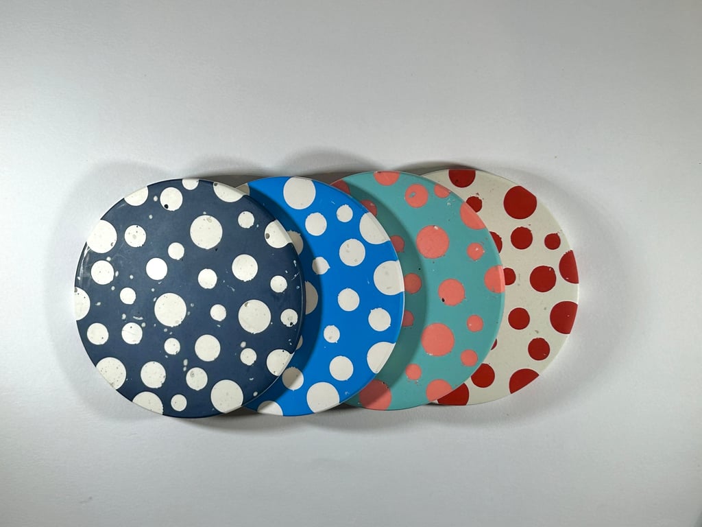 Polka Dot Coasters Cork Jesmonite Tray Coffee Tea Concrete Ceramic Trinket Tray 