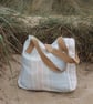 Beach bag made from Laura Ashley peppermint green 'Heritage Stripe' fabric