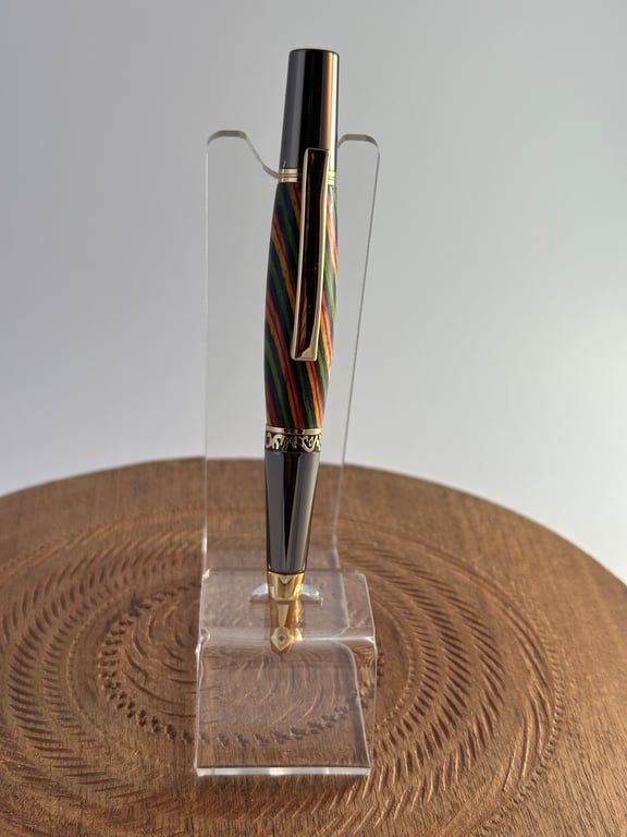 Multicolored wooden ball point pen