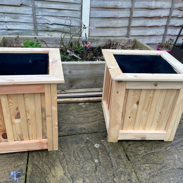 Decorative wooden planter 50cm 