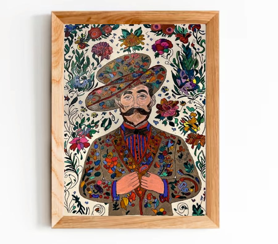 Mr Dandy Hand Drawn Man With his Colourful Suit and Hat