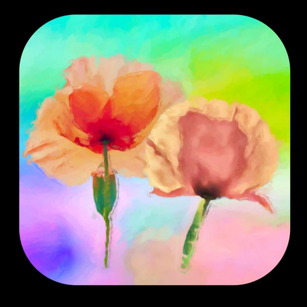 CORK BACKING - Poppy, Spring Flower Coaster; Delicate Colours, 9.5 x 9.5cm