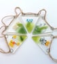 Spring fused glass bunting, patio decoration, garden art, birthday gift. 