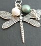 Dragonfly Necklace With Freshwater Pearls & Crystal - Image 2