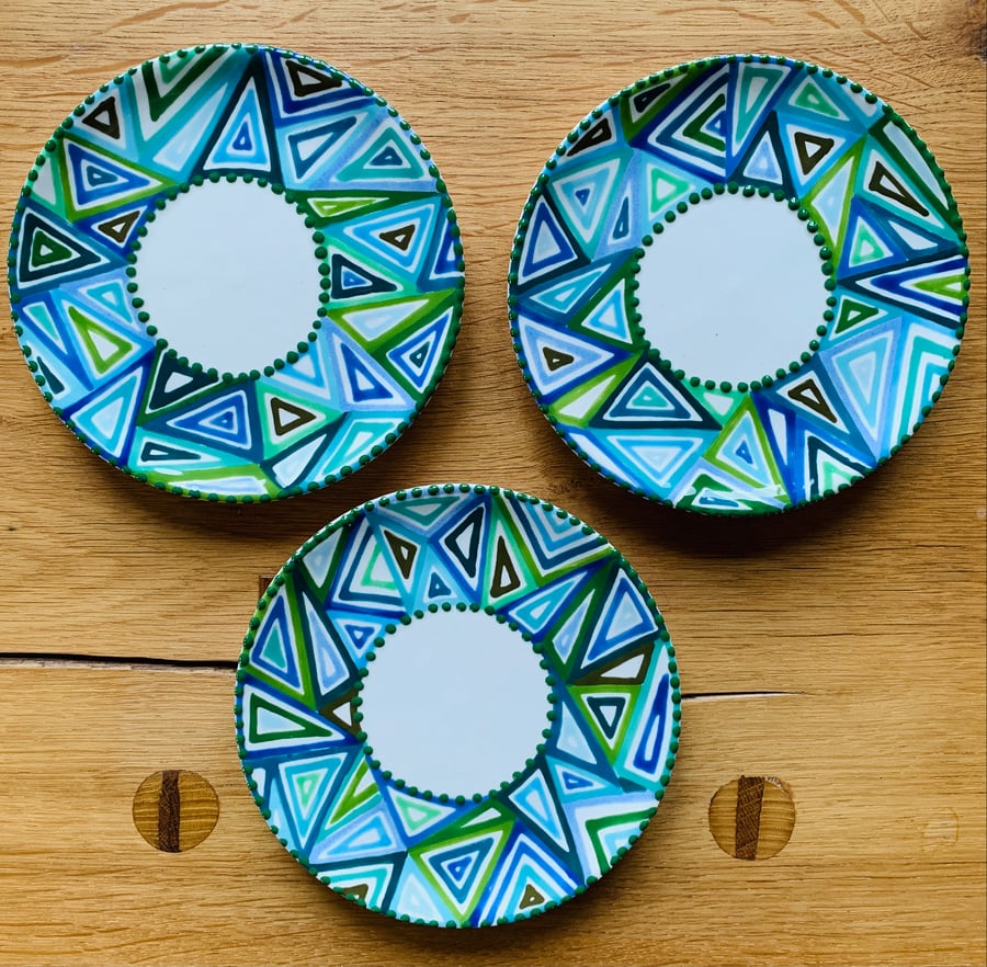 Hand Painted Mini Geometric Tapas Plate