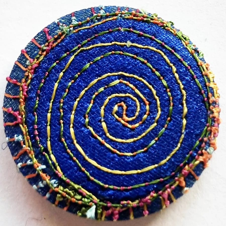 Buttons 1 inch button Hand Dyed Silks and Cottons Free Machine Embroidery Button