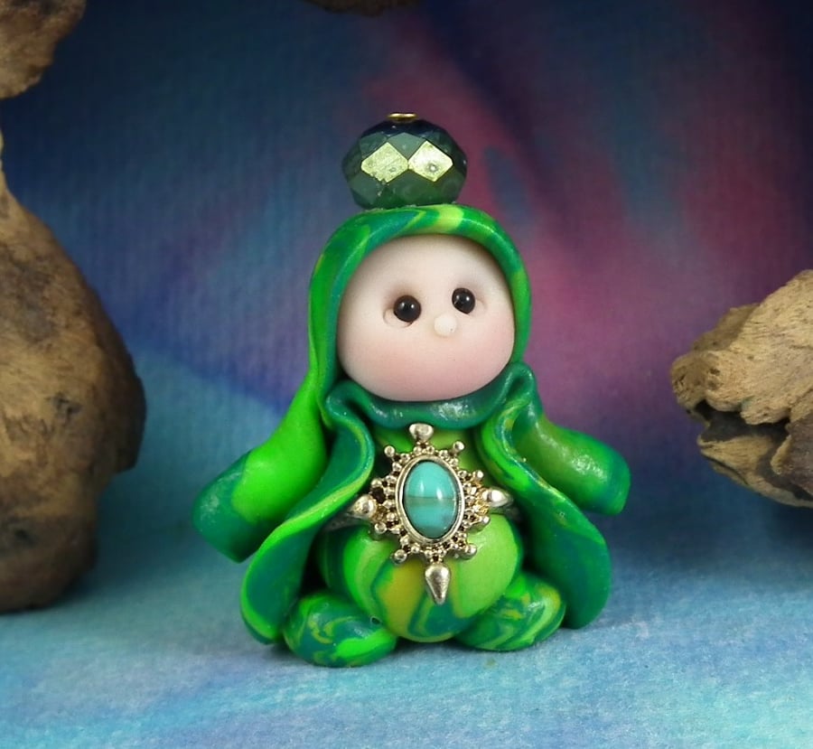 Princess 'Deena' Tiny Royal Gnome with Crown Jewels OOAK Sculpt by Ann Galvin