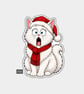 Funny Christmas Sticker Vinyl Xmas Decal For Adults - Shocked White Cat